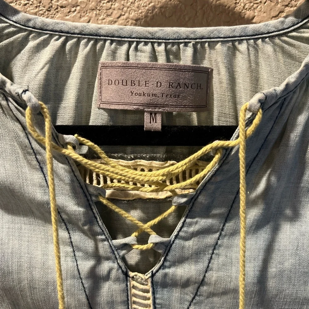 Double D Ranch Denim Dress Embroidered In Lay Cutouts Dress Size Medium - Picture 7 of 7